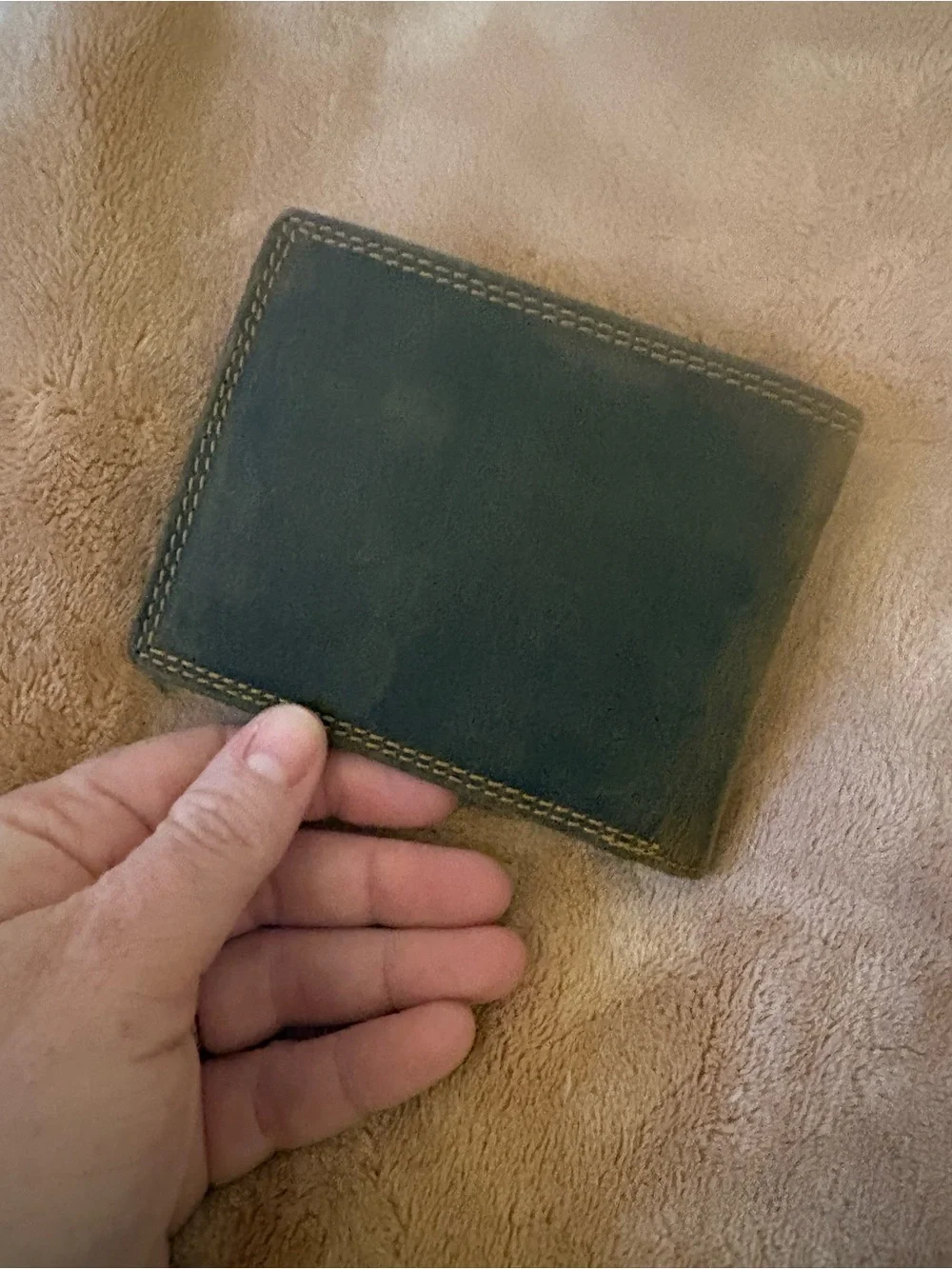 Leather Bifold Wallet with Embossed Logo - Brown